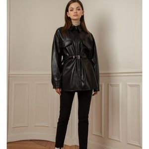 Black vegan leather shirt! NWT!